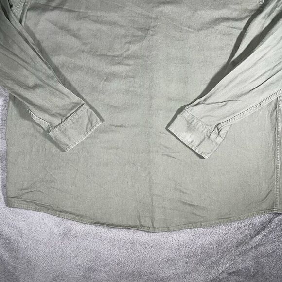 Wrangler Men Button Up Shirt 2XL Green Long Sleeve Pockets Collar Flex Comfort - Picture 10 of 10